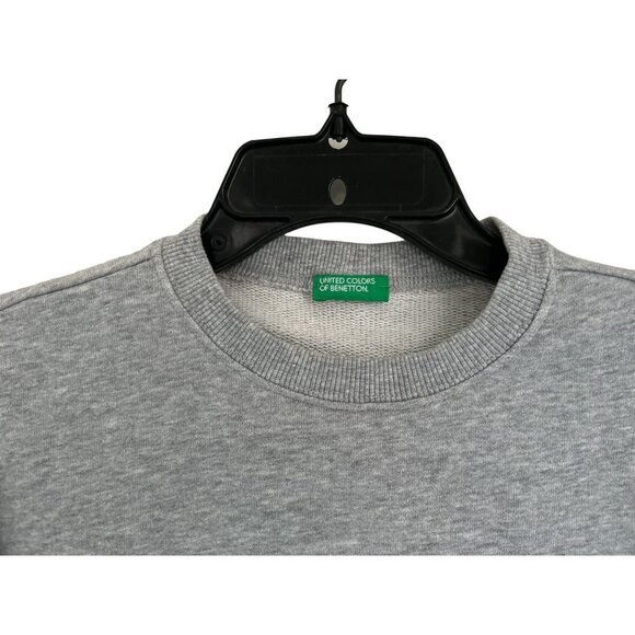 Benetton Glam Rock Sweatshirt Cotton Gray Crewneck Size Small - Picture 5 of 8